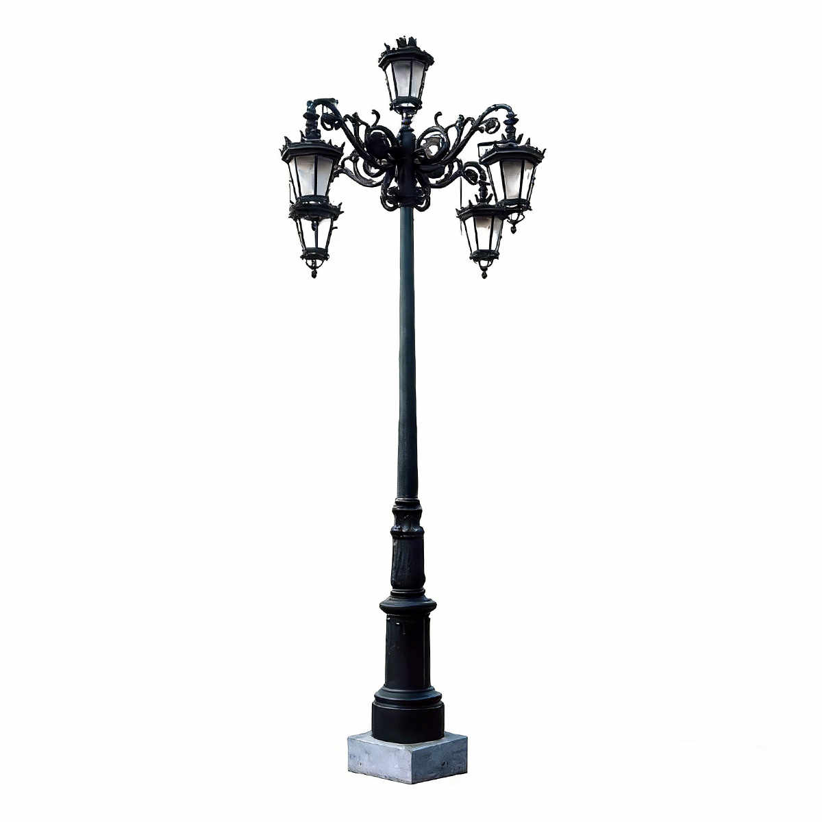 Victorian Solar Lamp Post  HS-L042 – 4 Light Black Finish,solar lighting lamp post